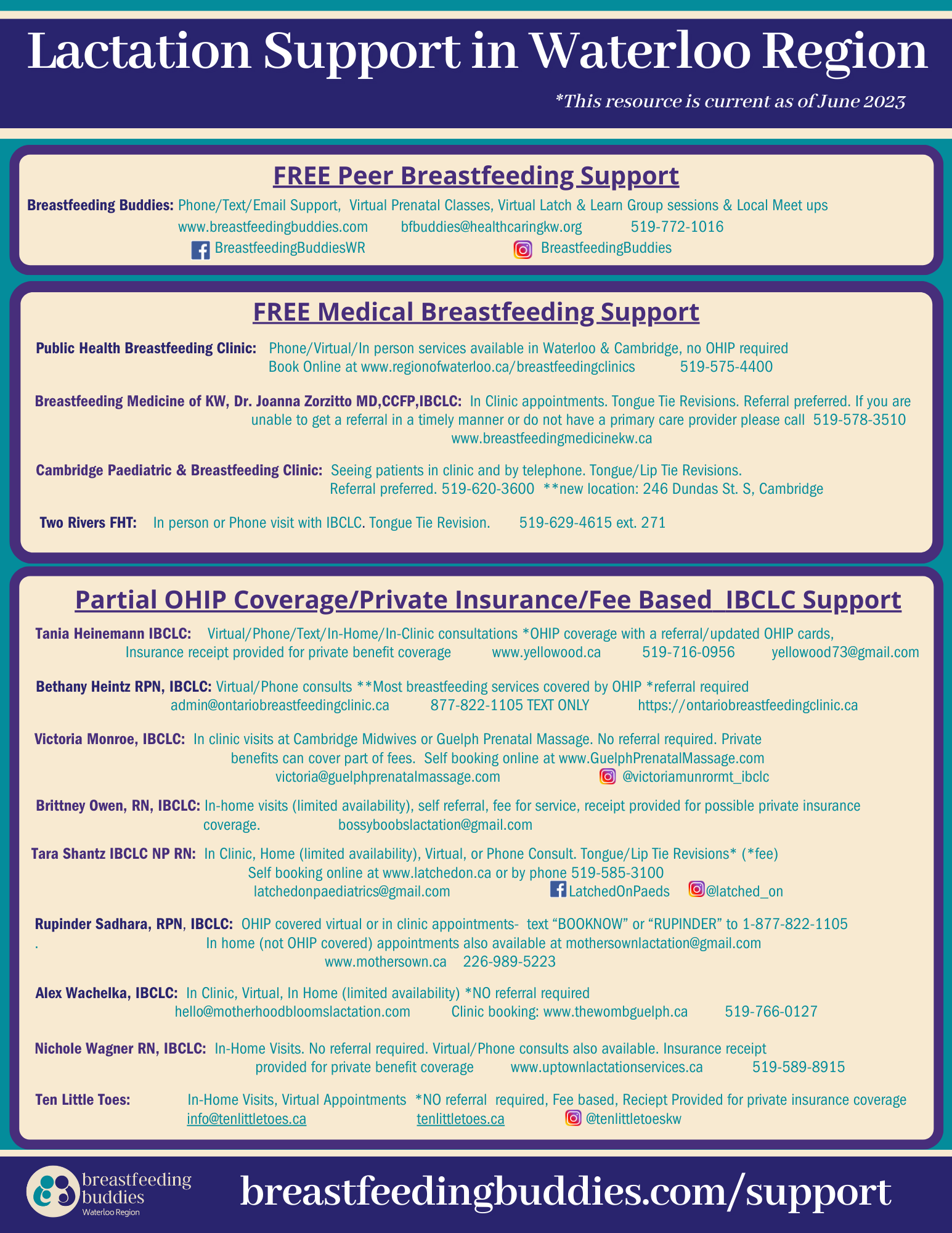 Current Breastfeeding Support in Waterloo Region Breastfeeding Buddies
